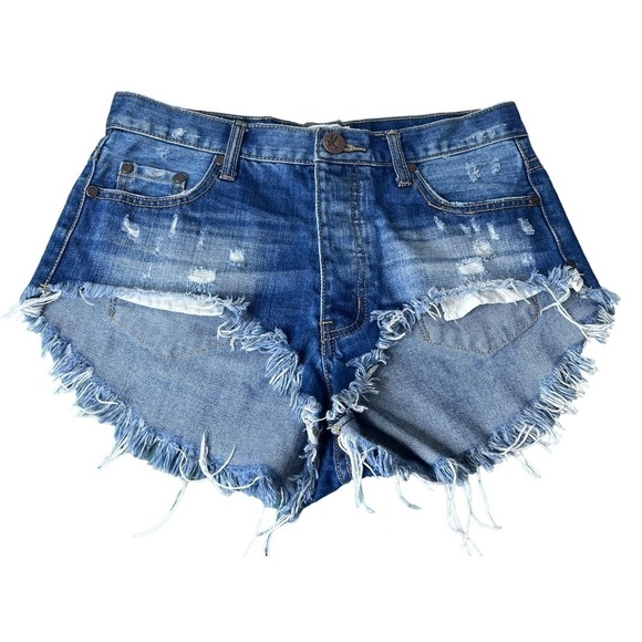 One Teaspoon Rollers Low Waist Long Rise Festival Shorts Size 26 - Picture 3 of 13